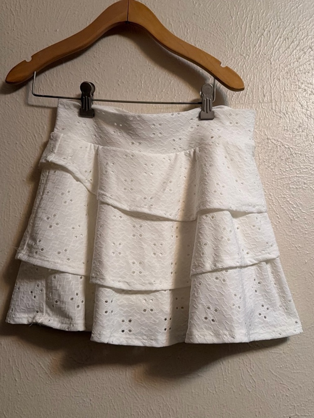 White Eyelet Tiered Mini Skirt